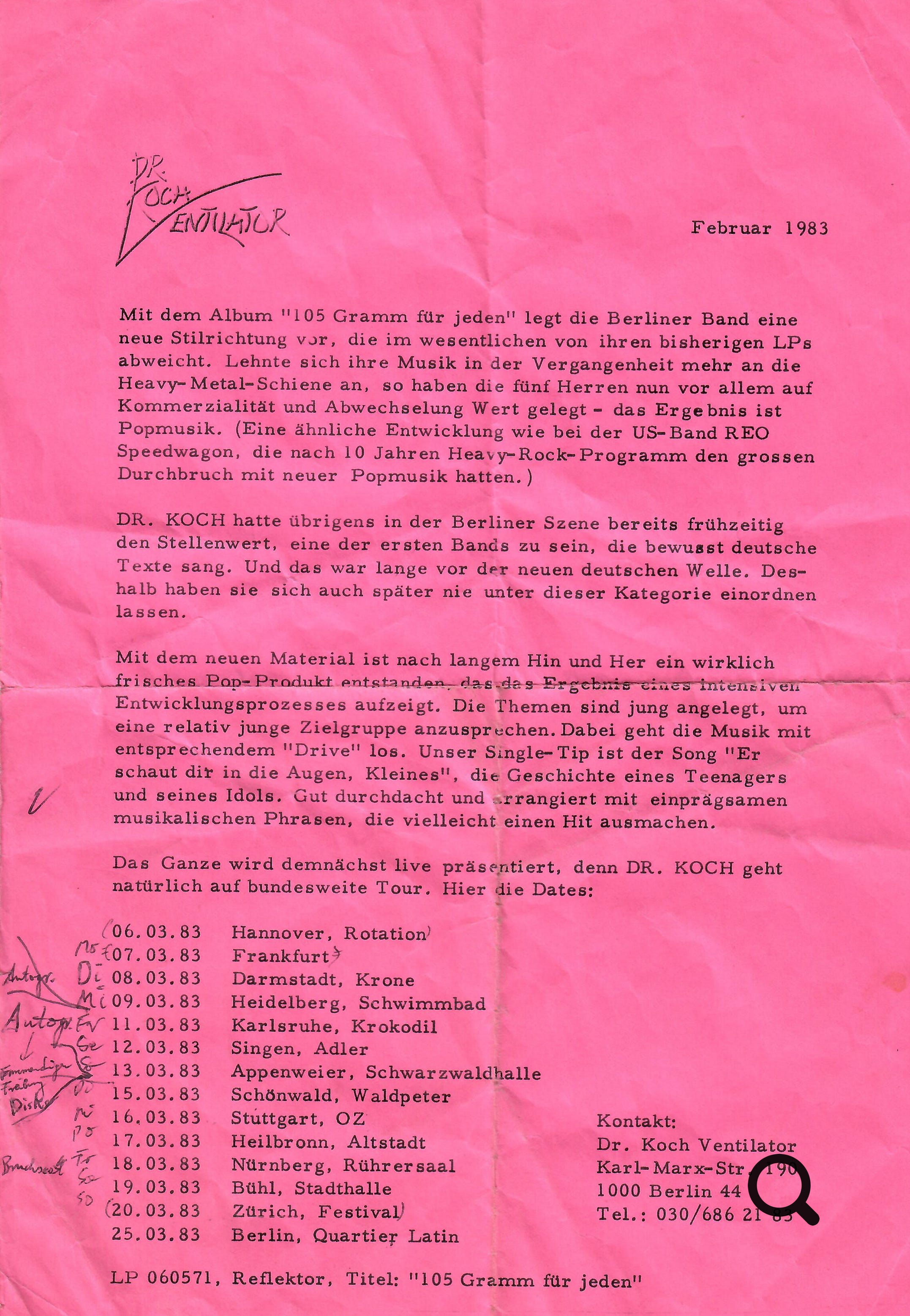 Tour-Liste 1983